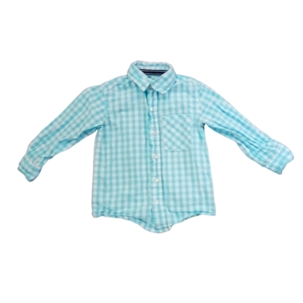 PLACE EST 1989 Blue and White Gingham Long Sleeve Top